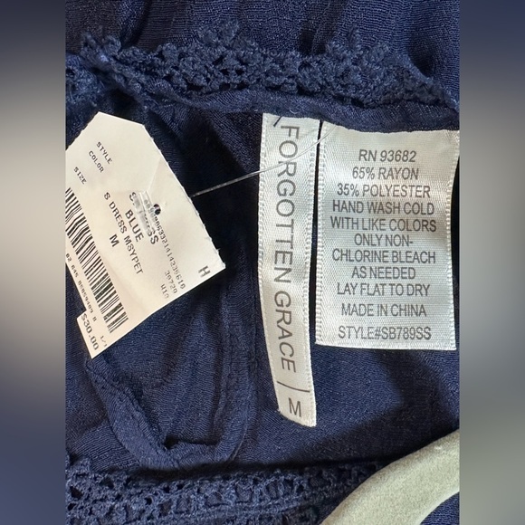 Forgotten Grace Juniors women’s Medium Blue tie waist mini Dress New NWT - Picture 7 of 7